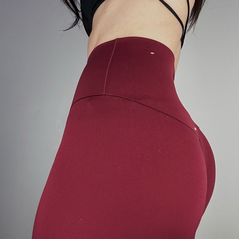 Maroon High-Waisted Leggings - Picture 2 of 3